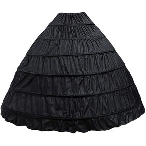 Hoop Skirt for Women Ball Gown Petticoat Skirt Slip Crinoline Underskirt (6 Hoop Skirt-Black), Large