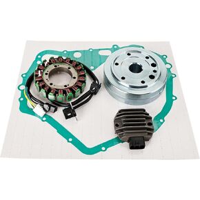 Artudatech Flywheel Rotor + Stator + Regulator + Gasket Fit for Suzuki LTF400 Eiger 2WD Manual 2002-2007 Fit for Suzuki LTF400 Eiger 4WD Manual 2002-2007 32102-38F00 32102-38F01 32101-38F00