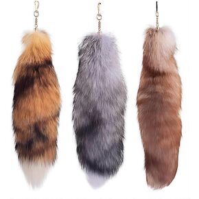 3 Pcs Fluffy false Tail Cosplay Tail Handbag Keychain Costume for Kids Adult Hook pendant