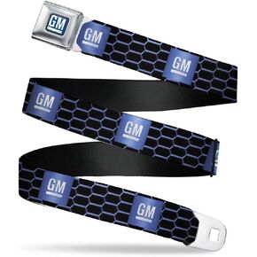Buckle-Down Belt Seatbelt Buckle GM Bug Logo Honeycomb Grill Black Blues White Mens Womens Kids Adjustable