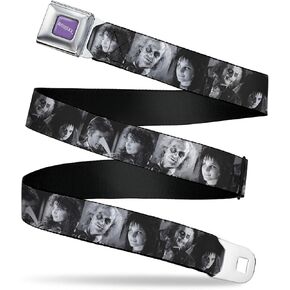 Beetlejuice Belt, Seatbelt Buckle Belt, Beetlejuice Character Face Blocks Black White, Adjustable
