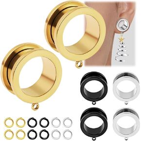 WBRWP 6pcs Ear Gauges Tunnels Plugs: DIY Ear Tunnles Piercing Expander Stainless Steel Double Flared Screw Gauges