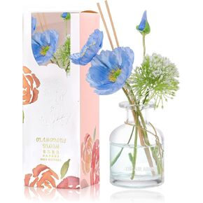 Flower Reed Diffuser, Nest Diffuser Long Lasting Home Fragrance with Fragrance Sticks Air Fresheners Flower Diffusers for Home, Bathroom, Living Room, 120ml (Pink)