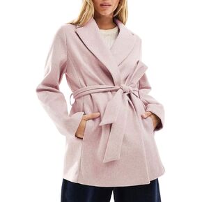 utcoco Women Fashion Belted Wool Trench Coat Notched Lapel Pea Coats Winter Warm Jackets with Pockets