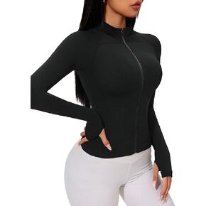 Women's Workout Zip Up Jacket Lightweight Gym Track Athletic Long Sleeve Yoga Slim Fit Running Outwear