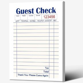 Guest Check Poster，Guest Check Wall Art Canvas Print, Vintage Blank Checks Office Room Wall Decor 12X18 in Unframed