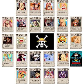 TYZZHOA 25PCS Anime [OP] Wanted Posters 30×21cm, New Bounty Edition, Straw Hat Pirates Crew Nika Luffy 3 Billion, Zoro, Sanji, [OP] Anime Gifts