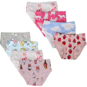 Closecret Kids Series 8-Pack Baby Soft Cotton Panties Little Girls' Assorted Briefs