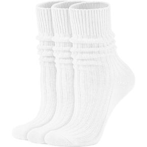 Women's Neon Scrunch Crew Socks 80s 90s Retro 3-Pack Cotton Stacked Boot Calf Cozy Ribbed Slouchy Socks Size 5-10
