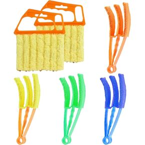6 Pcs Window Venetian Blind Cleaner Duster Tool, Microfiber 6 Finger Duster Brush for Cleaning Window Shutters, Air Conditioner, Wood & Vinyl Blinds, Includes 6 Cloth Covers
