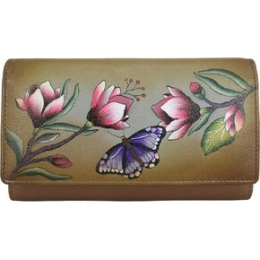 Anna by Anuschka Women's Original Leather Hand-Painted Checkbook Clutch Wallet