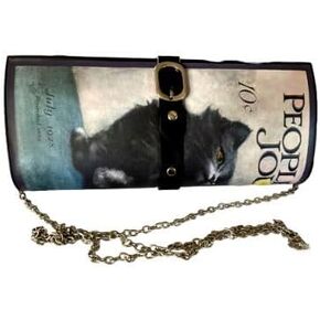 Black Cat Hitten Magazine Clutch Crossbody Prespag Prester Retro Associal