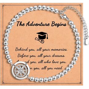Graduation Gifts for Her, Class of 2025 High School 5th 6th 8th Grade College Masters Degree Graduation Compass Bracelet Jewlry Gifts for Girls Women