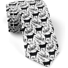 Skinny Slim Fashion Necktie for men Novelty Conversational Neckwear Ties (Goats Blooming Meadow Pattern)