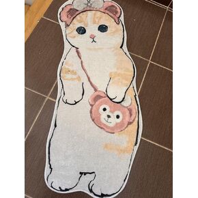 Cat Rug,Kids Room Decor Rugs, Gorgeous Cat 15x35 inch, Washable Cute and Funny Kids,Floor Mat, Home Decor, Pet Rug Modern Printed Rug,White Cat Decor
