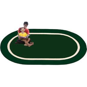 Montessori Classroom Rug 4' X 6' Oval, Green/Crème Children Playing Rug | Area Rugs for Kids | School Carpet for Children | Rug for Children's Classroom or Daycare Activity Area