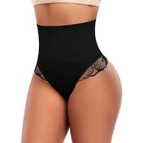 Tummy Control Thong Shapewear for Women Mid High Waisted Body Shaper Lace Shaping Thong Girdle Panty