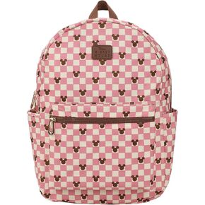 Disney Mickey Mouse Adult Pink Checkered 16.5" Travel Backpack