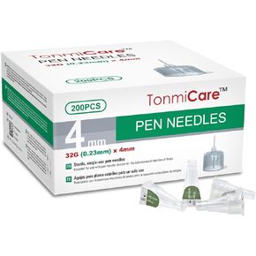 Pen Needles 32g 4mm Ultra Fine, Compatible with Most Diabetes Pens, 200 pcs/Box (5/32'')