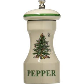 مجموعة مضيفة Spode Christmas Tree مكونة من 3 قطع، طبق زبدة مقاس 8 بوصة مع غطاء، شاكر ملح وفلفل مقاس 3 بوصة، مصنوعة من الخزف الفاخر، مثالية للاستضافة أو كهدية عيد الميلاد، آمنة للاستخدام في غسالة الأطباق