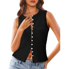 Tankaneo Womens Out Tops Summer Cute Clute Fluct Tank Crop Button Up Vest Top Y2K ompits Sexy Thedits