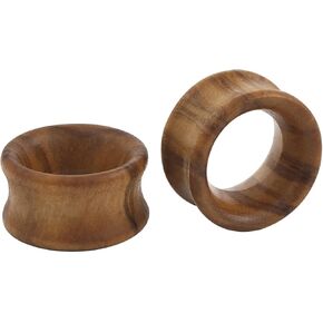 2PCS Natural Wooden Ear Gauges 2G-3/4" Tunnels Ear Wooden Expander Plugs Double Flared Hollow Earrings Lobe Body Piercing Jewelry for Women Men 6MM-20MM