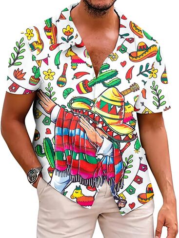 Men's Hawaiian Floral Shirt Cool V Neck Button Down Shirts Tropical Holiday Beach Shirts Casual Short Sleeve Mens Shirt in Kuwait