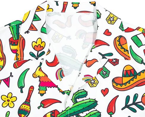 Men's Hawaiian Floral Shirt Cool V Neck Button Down Shirts Tropical Holiday Beach Shirts Casual Short Sleeve Mens Shirt in Kuwait