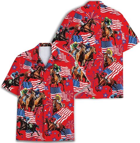 Funny Festival Pattern Hawaiian Shirt for Men Coloful Mens Hawaiian Shirts Short Sleeve Button Down Shirt Men in Kuwait