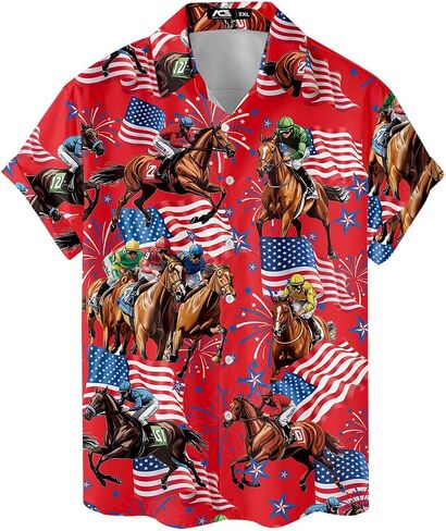 Funny Festival Pattern Hawaiian Shirt for Men Coloful Mens Hawaiian Shirts Short Sleeve Button Down Shirt Men in Kuwait