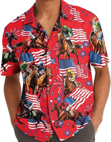 Funny Festival Pattern Hawaiian Shirt for Men Coloful Mens Hawaiian Shirts Short Sleeve Button Down Shirt Men in Kuwait