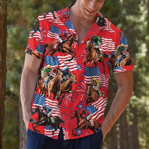 Funny Festival Pattern Hawaiian Shirt for Men Coloful Mens Hawaiian Shirts Short Sleeve Button Down Shirt Men in Kuwait