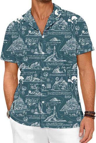 Pirate Shirt for Men Skull Hawaiian Button Up Shirts Short Sleeve in Kuwait