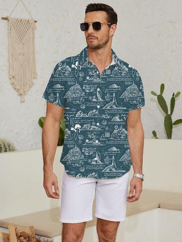 Pirate Shirt for Men Skull Hawaiian Button Up Shirts Short Sleeve in Kuwait