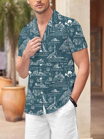 Pirate Shirt for Men Skull Hawaiian Button Up Shirts Short Sleeve in Kuwait