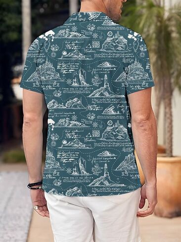 Pirate Shirt for Men Skull Hawaiian Button Up Shirts Short Sleeve in Kuwait