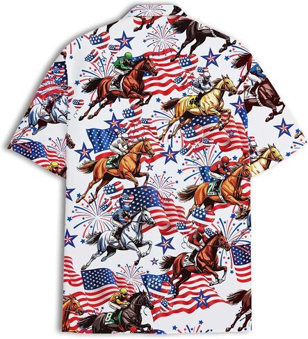 Funny Festival Pattern Hawaiian Shirt for Men Coloful Mens Hawaiian Shirts Short Sleeve Button Down Shirt Men in Kuwait