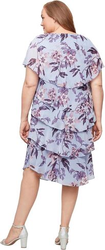 S.L. Fashions Women's Floral Tiered Spring/Summer Wedding Guest, Cocktail Dress, Special Occasion (Plus Size) in Kuwait