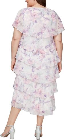 S.L. Fashions Women's Floral Tiered Spring/Summer Wedding Guest, Cocktail Dress, Special Occasion (Plus Size) in Kuwait