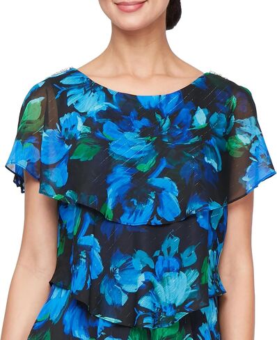 S.L. Fashions Women's Floral Tiered Spring/Summer Wedding Guest, Cocktail Dress, Special Occasion (Plus Size) in Kuwait