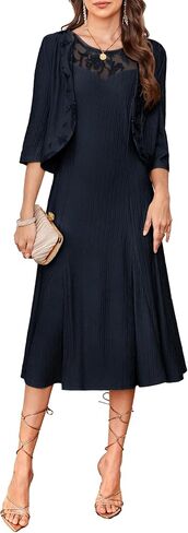 GRACE KARIN Grandma of The Bridal Dress,Weddings Cocktail Evening Dresse for Women, Lace Sequins Midi Dresses with Jackets in Saudi Arabia