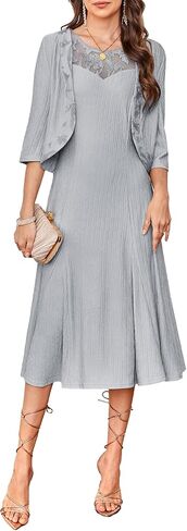 GRACE KARIN Grandma of The Bridal Dress,Weddings Cocktail Evening Dresse for Women, Lace Sequins Midi Dresses with Jackets in Saudi Arabia
