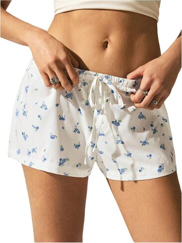 SOLY HUX Women's Striped Print Drawstring Waist Shorts Wide Leg Summer Beach Mini Shorts in Kuwait
