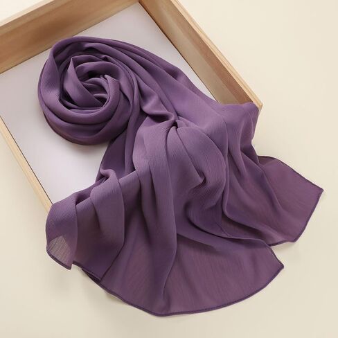 Premium Long Crinkle Chiffon Hijab Scarf for Women, Very Soft Muslim Head Scarfs in Kuwait