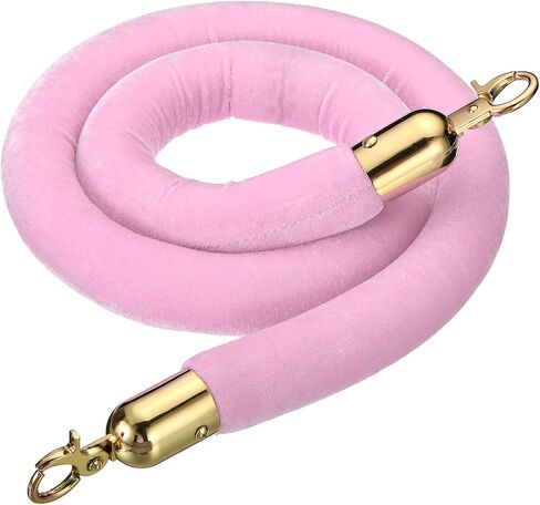 PATIKIL 8 Feet Pink Velvet Stanchion Rope, Crowd Control Barrier Rope with Snap Hooks for Posts Stands Queue Divider of Hotel Theater, Golden in Saudi Arabia