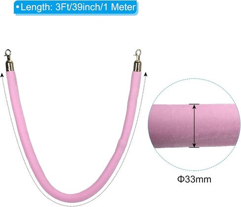 PATIKIL 8 Feet Pink Velvet Stanchion Rope, Crowd Control Barrier Rope with Snap Hooks for Posts Stands Queue Divider of Hotel Theater, Golden in Saudi Arabia