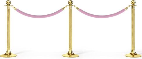 PATIKIL 8 Feet Pink Velvet Stanchion Rope, Crowd Control Barrier Rope with Snap Hooks for Posts Stands Queue Divider of Hotel Theater, Golden in Saudi Arabia