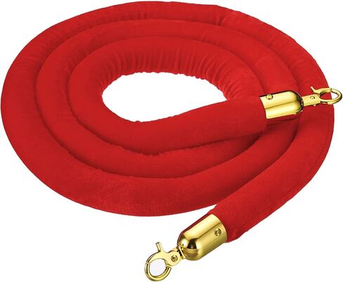 PATIKIL 8 Feet Pink Velvet Stanchion Rope, Crowd Control Barrier Rope with Snap Hooks for Posts Stands Queue Divider of Hotel Theater, Golden in Saudi Arabia