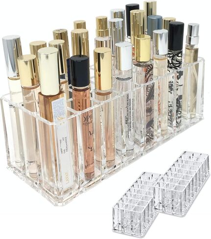 BY ALEGORY Acrylic Rollerball Perfume Organizer Beauty Scent Holder 24 Space Organization Refillable Container Tall Scented Oil Storage Display Case in Saudi Arabia