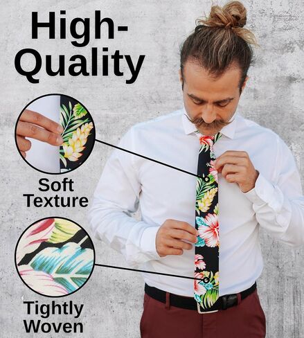 Otis & Oliver Floral Print Skinny Necktie ، قطن 100 ٪ ، رائع لحفلات الزفاف والرقصات والبعثات والعريس والعدالة in Kuwait